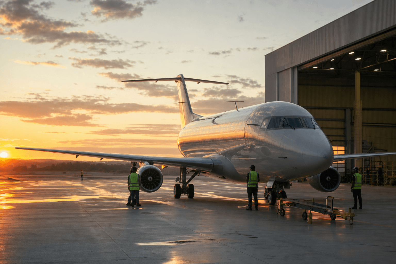 Embraer passenger jet on an airport apron prepared for delivery