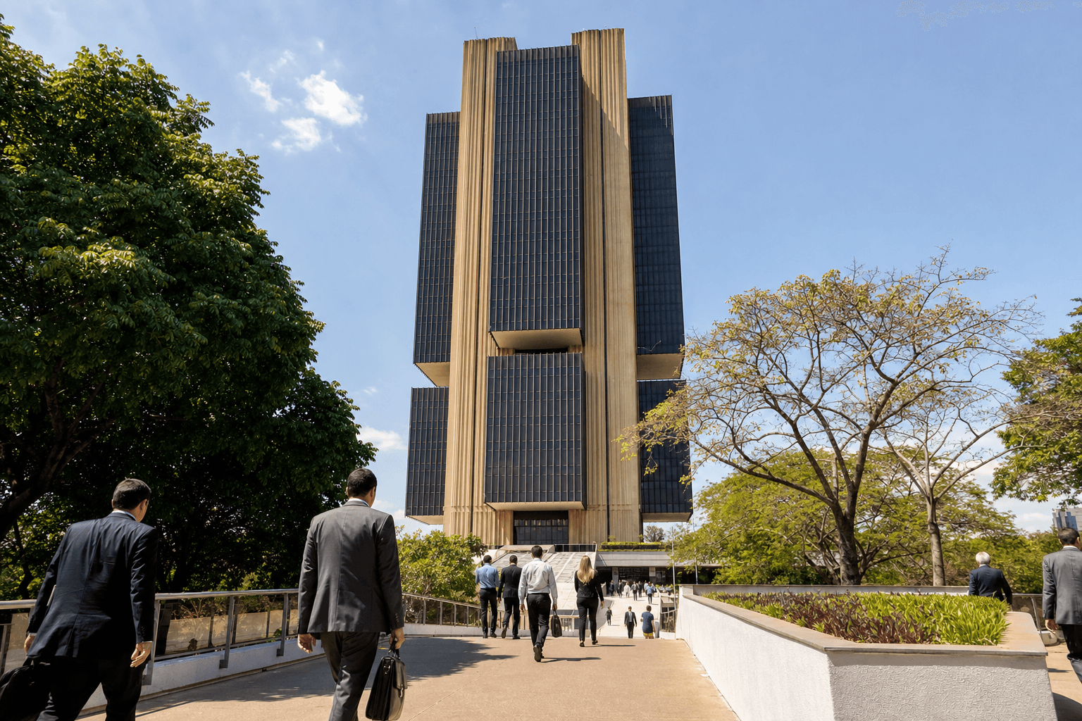 Brazilian Central Bank headquarters in Brasília with financial district surroundings